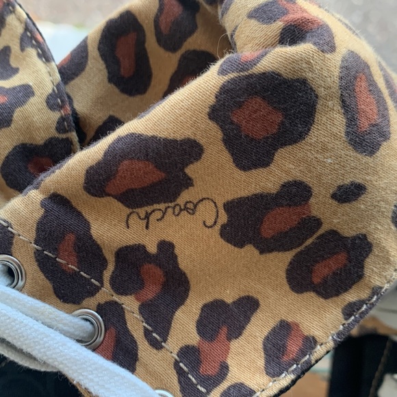 COACH High tops  Hi Tops  Blk/ leopard print Sz 7.5 - Picture 4 of 6